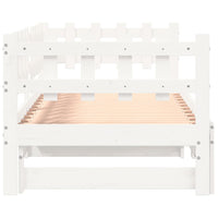 Dormeuse Estraibile Bianca 2x(80x200) cm Legno Massello di Pino