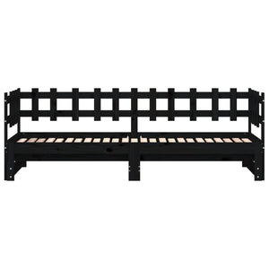 Dormeuse Estraibile Nera 2x(80x200) cm Legno Massello di Pino 840387