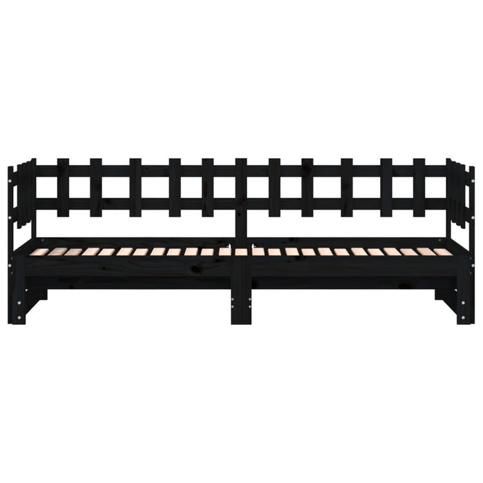 Dormeuse Estraibile Nera 2x(80x200) cm Legno Massello di Pino 840387