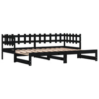 Dormeuse Estraibile Nera 2x(90x200) cm Legno Massello di Pino 840390