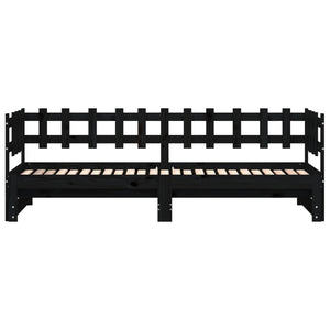 Dormeuse Estraibile Nera 2x(90x200) cm Legno Massello di Pino