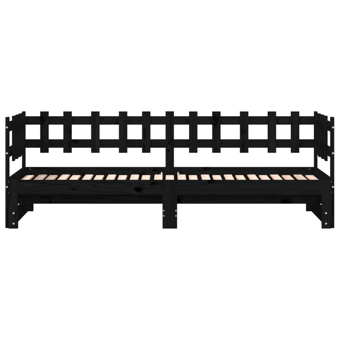 Dormeuse Estraibile Nera 2x(90x200) cm Legno Massello di Pino