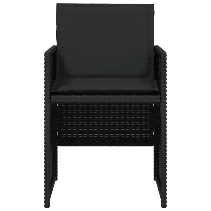 Sedie da Giardino con Cuscini 4 pz Nere in Polyrattan