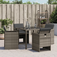 Sedie da Giardino con Cuscini 4pz Grigio in Polyrattan 364934