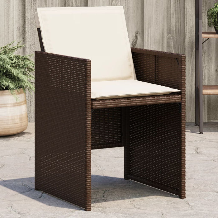 Sedie da Giardino con Cuscini 4 pz Marroni in Polyrattan 364935