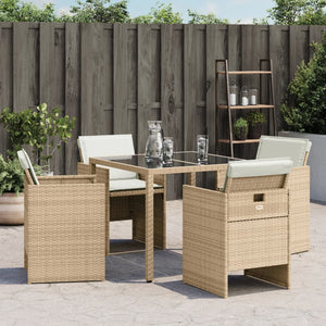 Sedie da Giardino con Cuscini 4 pz Beige in Polyrattan 364936