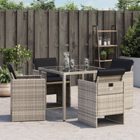 Sedie da Giardino con Cuscini 4 pz Grigio Chiaro in Polyrattan 364937