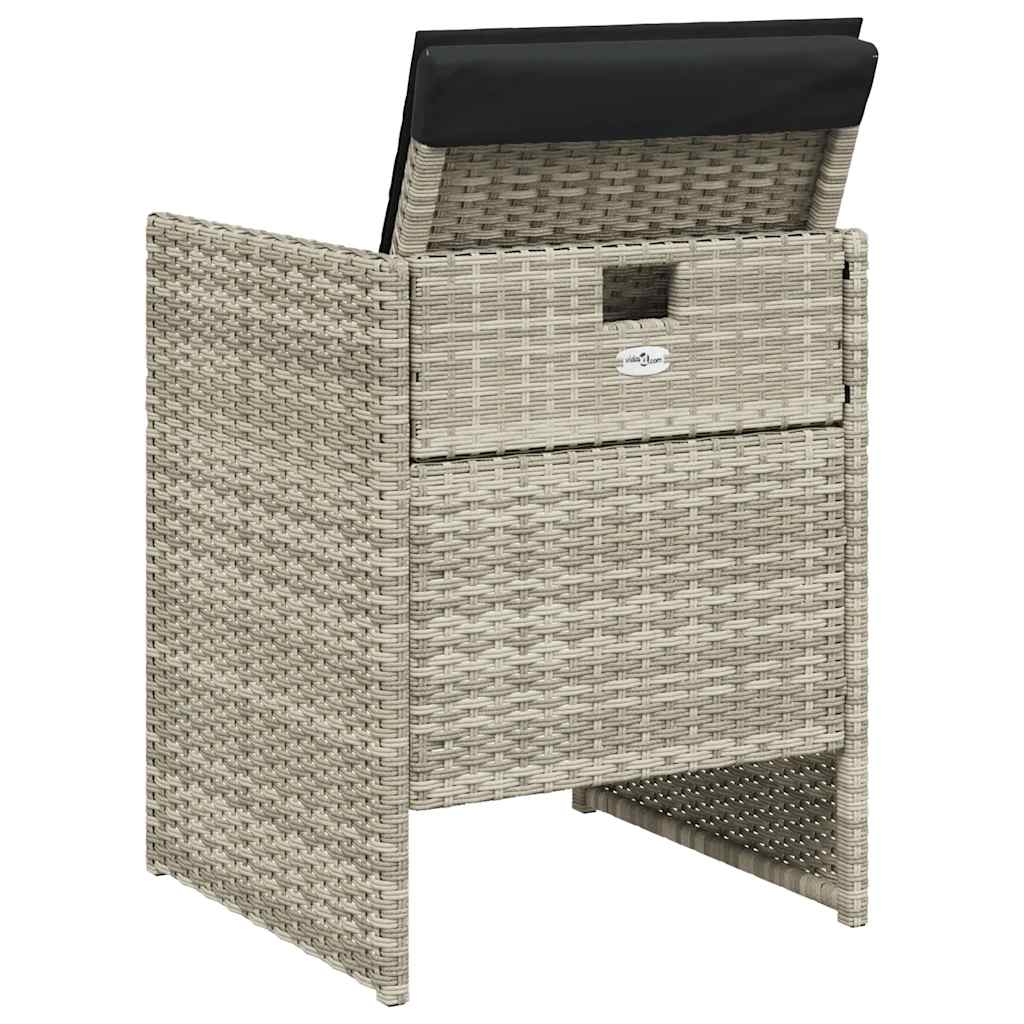 Sedie da Giardino con Cuscini 4 pz Grigio Chiaro in Polyrattan 364937