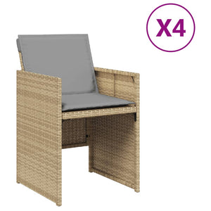 Sedie da Giardino con Cuscini 4 pz Beige Misto in Polyrattan 364938