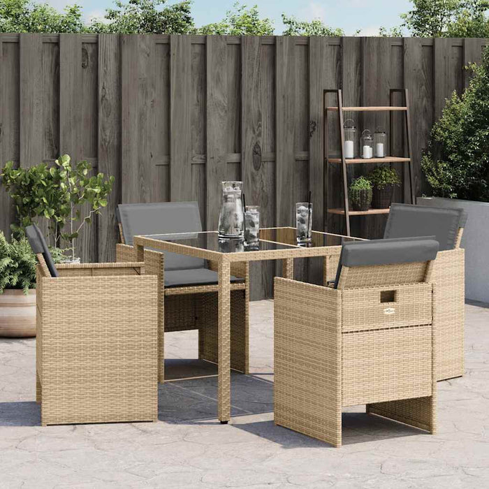 Sedie da Giardino con Cuscini 4 pz Beige Misto in Polyrattancod mxl 134876