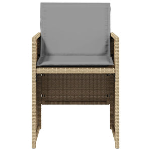 Sedie da Giardino con Cuscini 4 pz Beige Misto in Polyrattan 364938