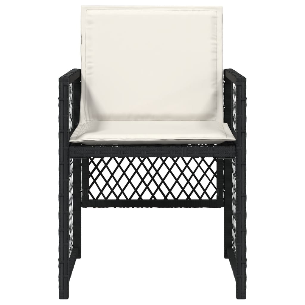 Sedie da Giardino con Cuscini 4 pz Nere in Polyrattan 364949