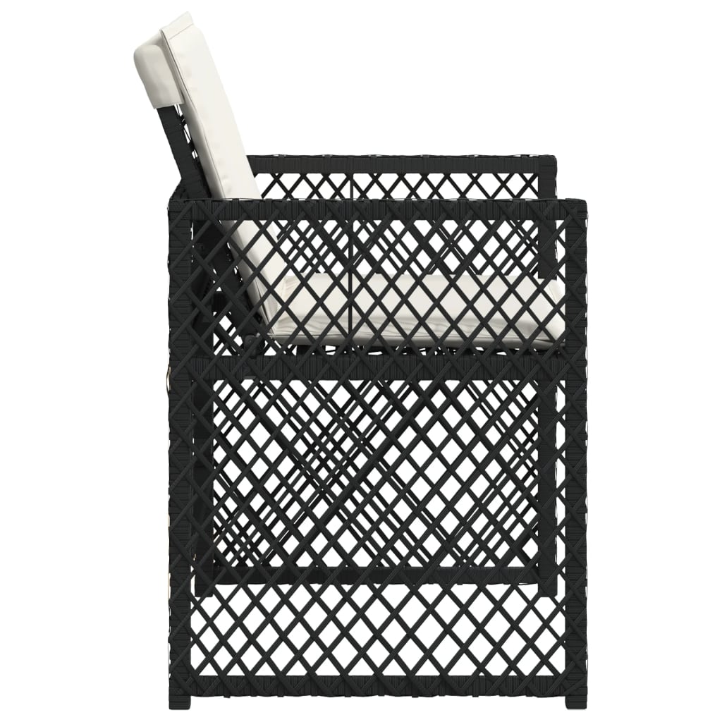 Sedie da Giardino con Cuscini 4 pz Nere in Polyrattan 364949