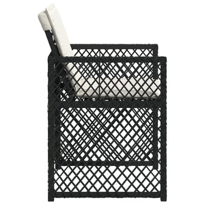 Sedie da Giardino con Cuscini 4 pz Nere in Polyrattan 364949