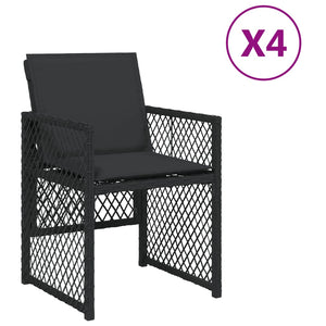 Sedie da Giardino con Cuscini 4 pz Nere in Polyrattan 364950