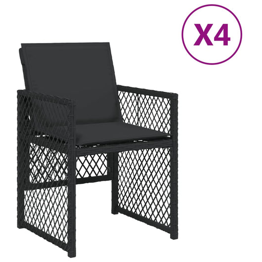 Sedie da Giardino con Cuscini 4 pz Nere in Polyrattan 364950