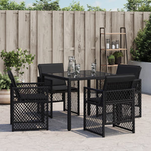 Sedie da Giardino con Cuscini 4 pz Nere in Polyrattan 364950
