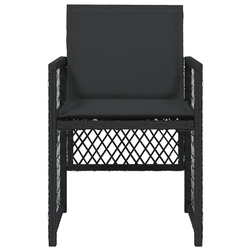 Sedie da Giardino con Cuscini 4 pz Nere in Polyrattan 364950