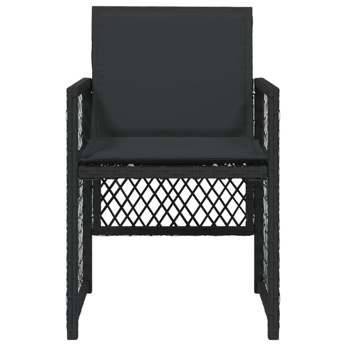 Sedie da Giardino con Cuscini 4 pz Nere in Polyrattan 364950