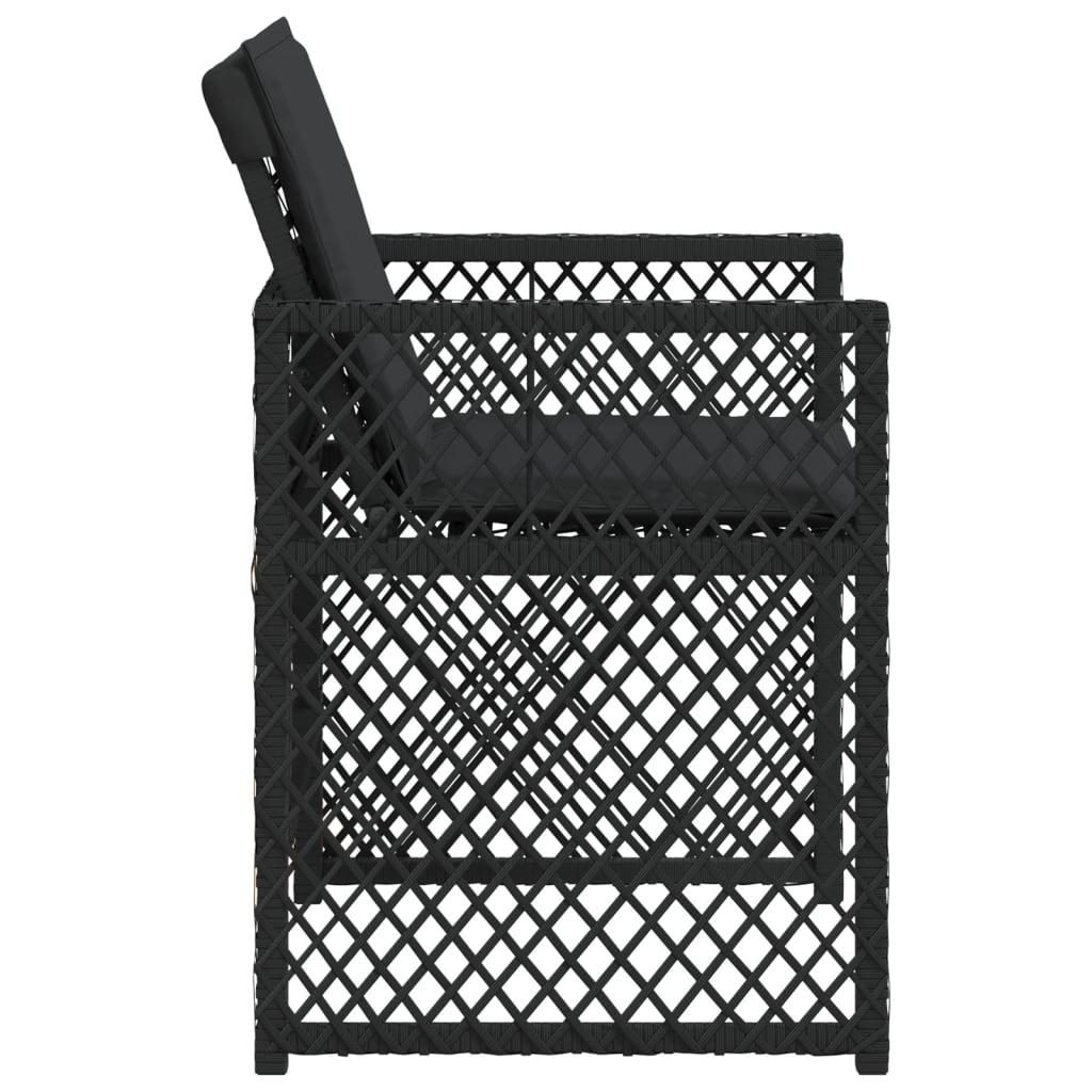 Sedie da Giardino con Cuscini 4 pz Nere in Polyrattan 364950