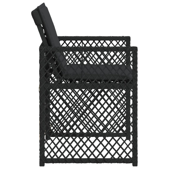 Sedie da Giardino con Cuscini 4 pz Nere in Polyrattan 364950