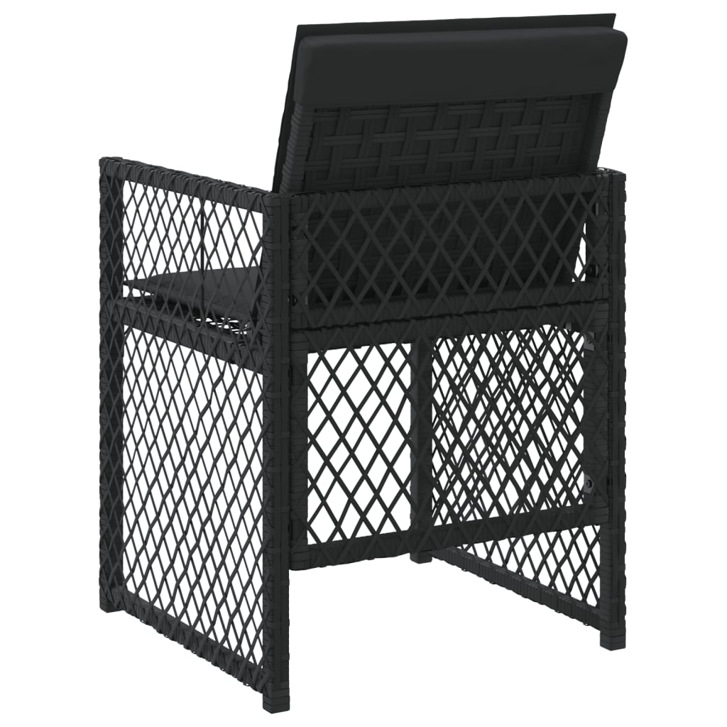 Sedie da Giardino con Cuscini 4 pz Nere in Polyrattan 364950