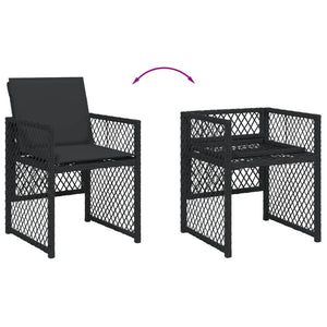 Sedie da Giardino con Cuscini 4 pz Nere in Polyrattan 364950