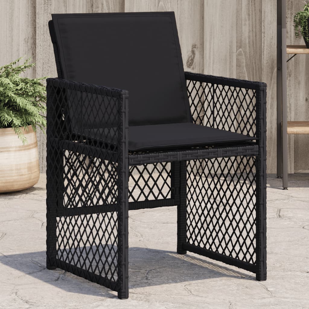 Sedie da Giardino con Cuscini 4 pz Nere in Polyrattan 364950