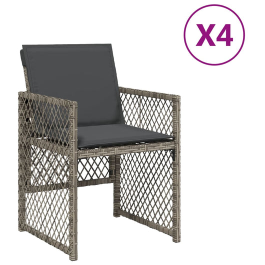 Sedie da Giardino con Cuscini 4pz Grigio in Polyrattan 364951