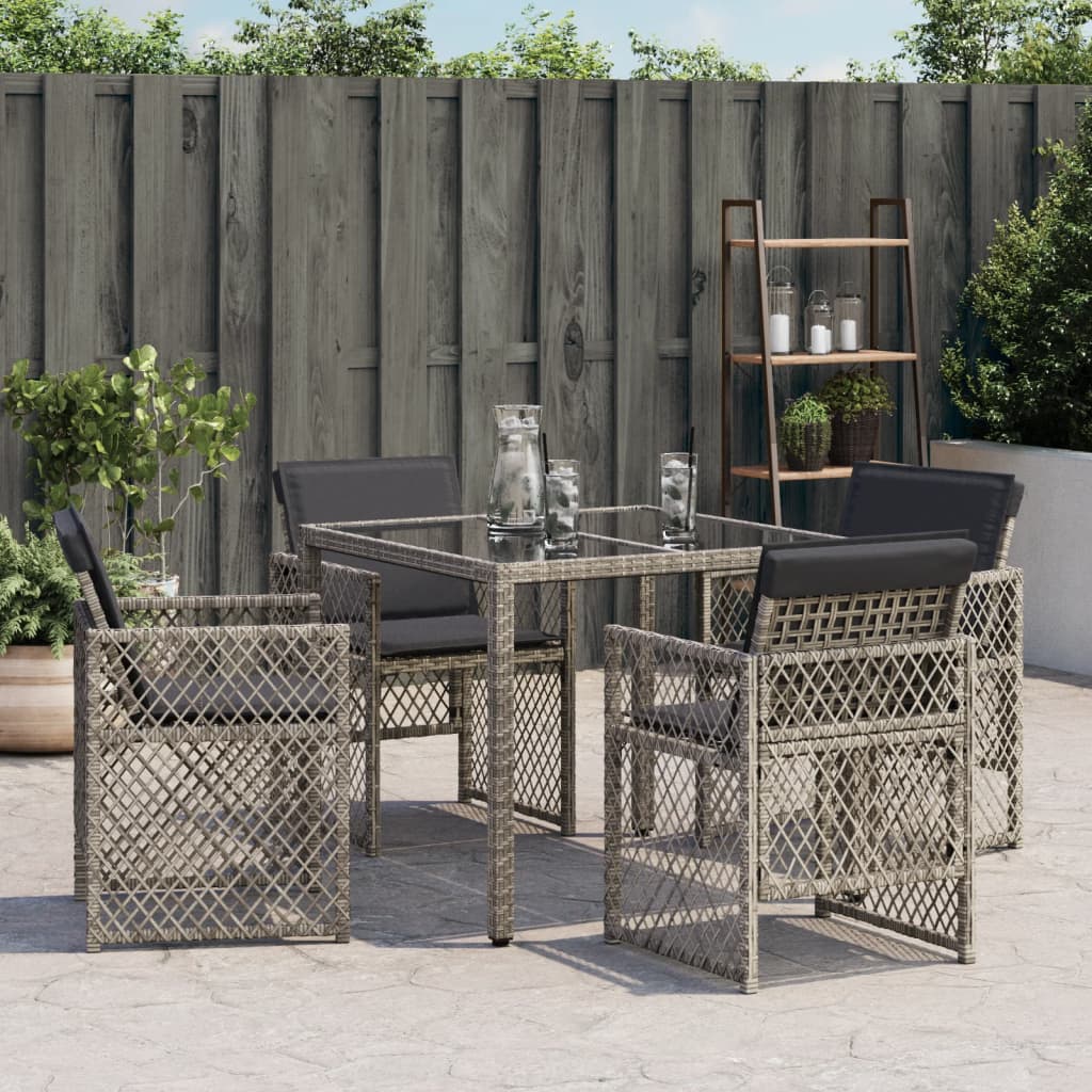 Sedie da Giardino con Cuscini 4pz Grigio in Polyrattan 364951