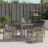 Sedie da Giardino con Cuscini 4pz Grigio in Polyrattan 364951
