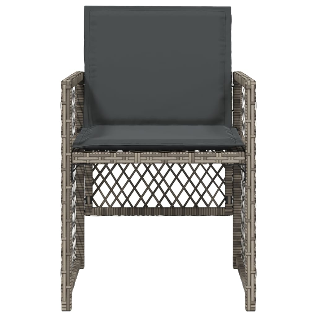 Sedie da Giardino con Cuscini 4pz Grigio in Polyrattan 364951