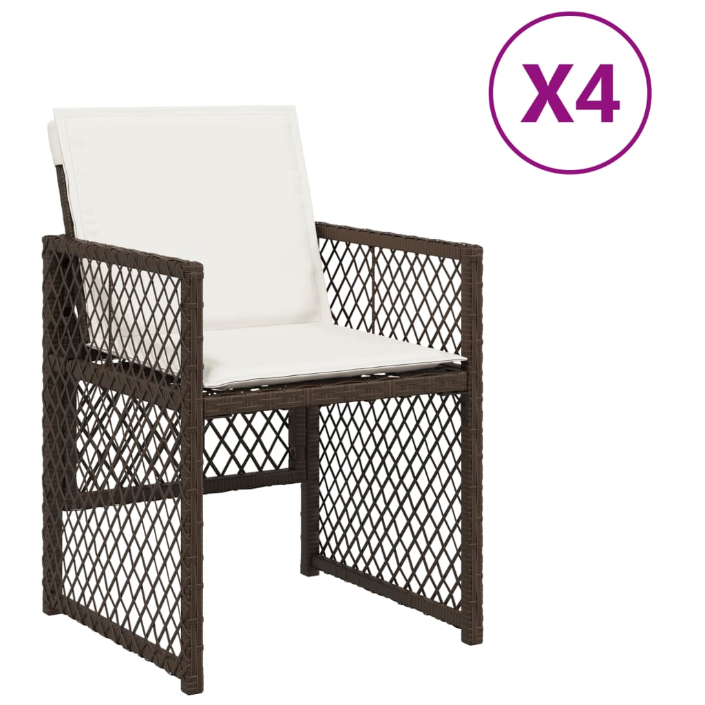 Sedie da Giardino con Cuscini 4 pz Marroni in Polyrattan 364952