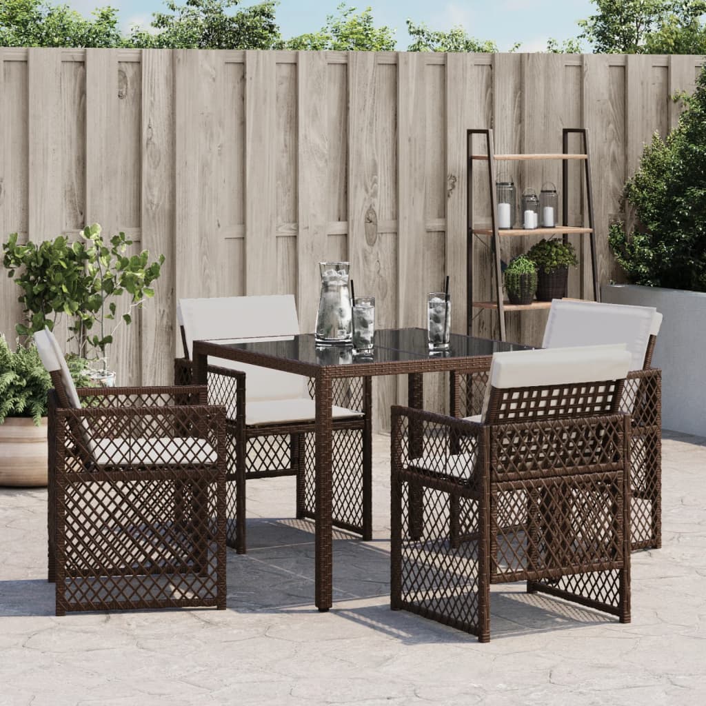 Sedie da Giardino con Cuscini 4 pz Marroni in Polyrattan 364952