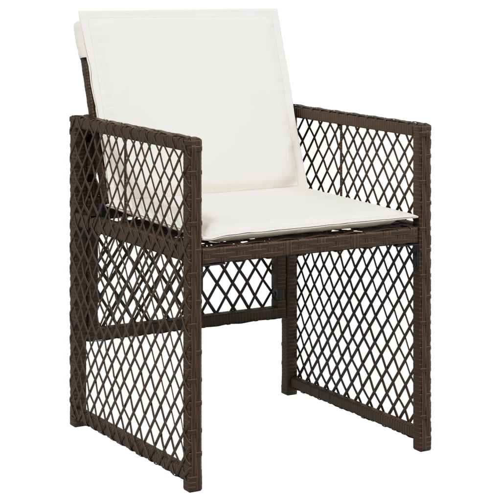 Sedie da Giardino con Cuscini 4 pz Marroni in Polyrattan 364952