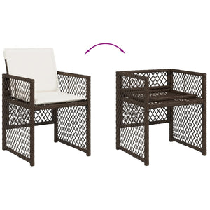 Sedie da Giardino con Cuscini 4 pz Marroni in Polyrattan 364952