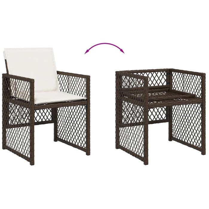 Sedie da Giardino con Cuscini 4 pz Marroni in Polyrattan 364952