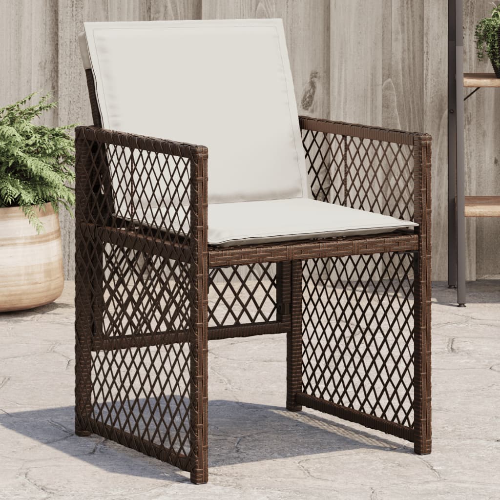 Sedie da Giardino con Cuscini 4 pz Marroni in Polyrattan 364952
