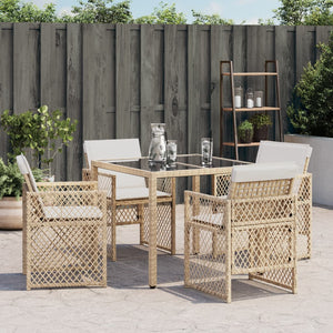 Sedie da Giardino con Cuscini 4 pz Beige in Polyrattan 364953