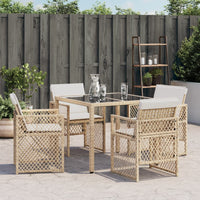 vidaXL Sedie da Giardino con Cuscini 4 pz Beige in Polyrattan