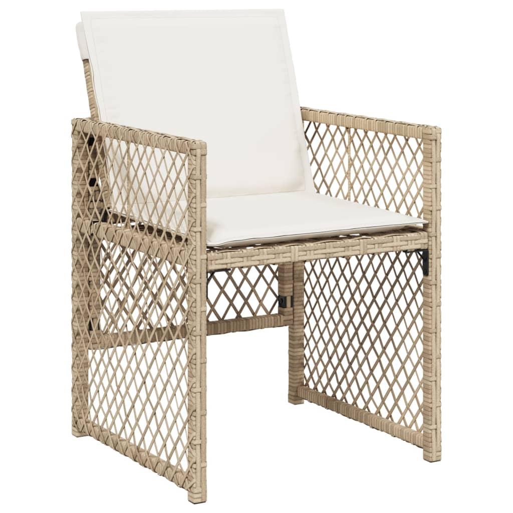 Sedie da Giardino con Cuscini 4 pz Beige in Polyrattan 364953