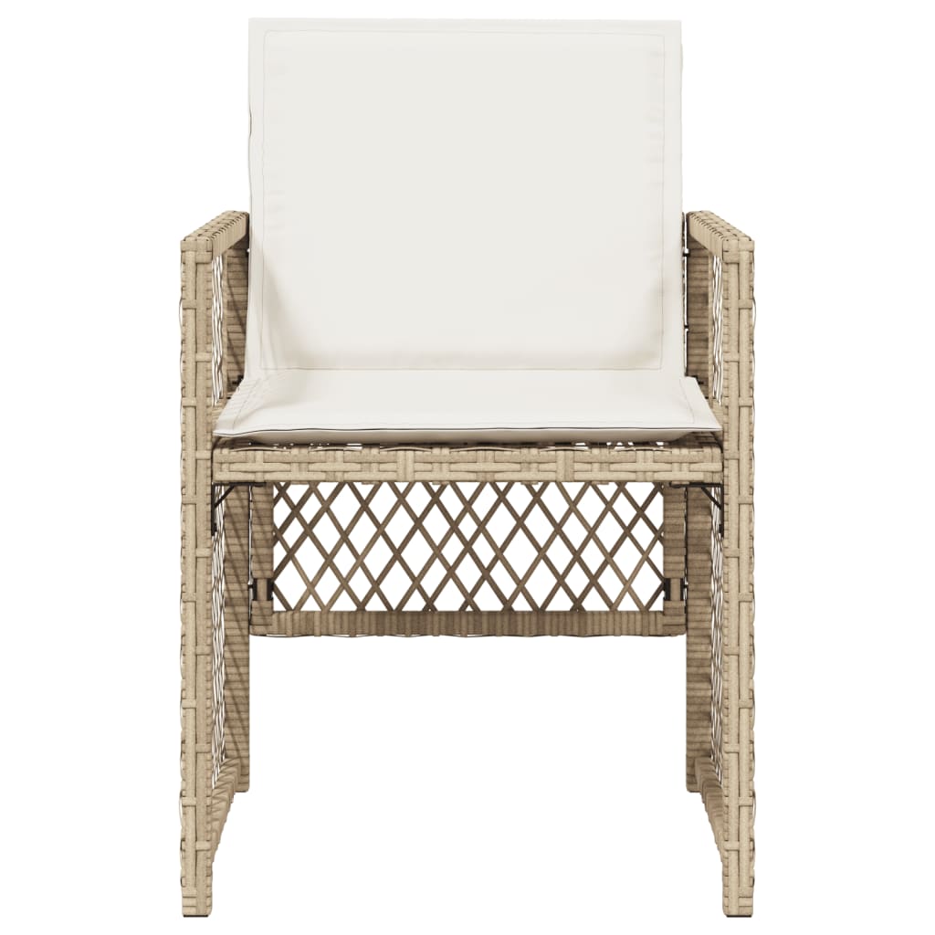 Sedie da Giardino con Cuscini 4 pz Beige in Polyrattan 364953