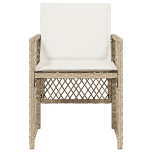Sedie da Giardino con Cuscini 4 pz Beige in Polyrattan 364953