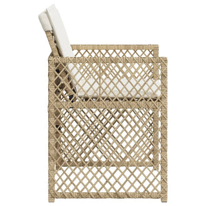 Sedie da Giardino con Cuscini 4 pz Beige in Polyrattan 364953