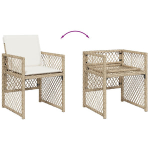 Sedie da Giardino con Cuscini 4 pz Beige in Polyrattan 364953