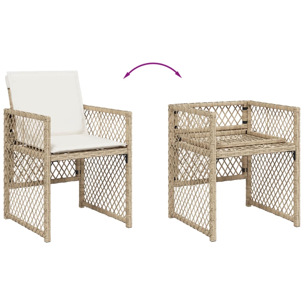 vidaXL Sedie da Giardino con Cuscini 4 pz Beige in Polyrattan