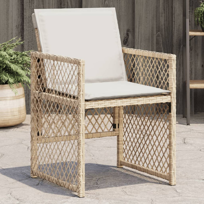 Sedie da Giardino con Cuscini 4 pz Beige in Polyrattan 364953