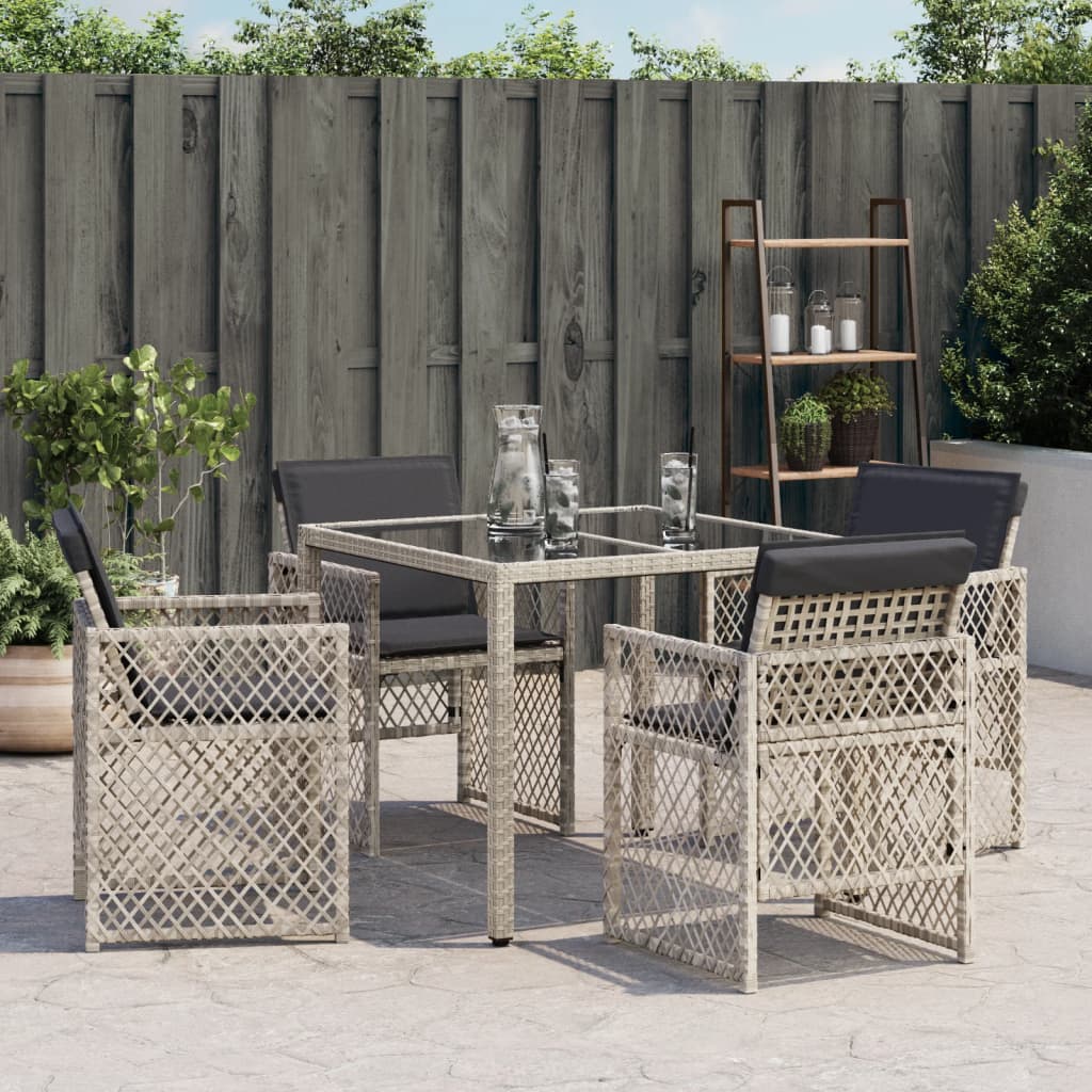 Sedie da Giardino con Cuscini 4 pz Grigio Chiaro in Polyrattan 364954