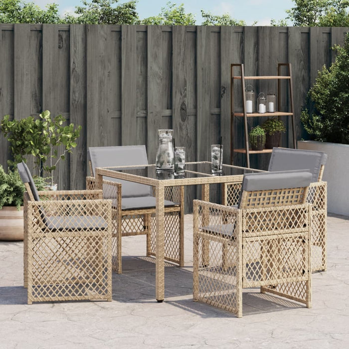 Sedie da Giardino con Cuscini 4 pz Beige Misto in Polyrattan