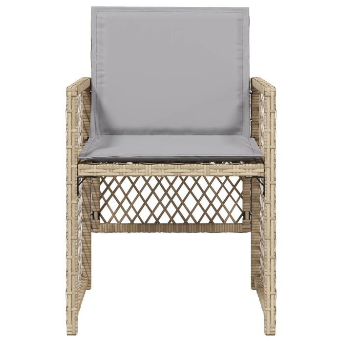 Sedie da Giardino con Cuscini 4 pz Beige Misto in Polyrattan